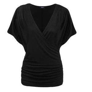 Cute V Neck Short Sleeve Blouse Top